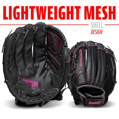 Franklin Sports Fastpitch Softball Glove - Fastpitch Pro - Adult and Youth Softball Mitt - Infield and Outfield - Pink 12" - Left Hand Throw