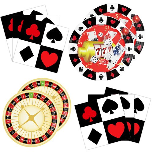 Casino Party Plates Napkins Kit 40PCS Las Vegas Birthday Party Decorations Casino Night Poker Club Party Supplies Disposable Dinnerware Serve 10