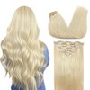 GOO GOO Clip in Hair Extensions Real Human Hair, 14inch 120g 7Pcs, 60A Platinum Blonde, Remy Human Hair Extensions Clip ins for Women, Natural Human Hair