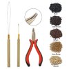 Hair Extensions Tool Kit I-tip Hair Extension Pliers Pulling Hook Bead Device Tool Kits and 500 Pcs 5 mm Micro Links Rings Beads (Brown)