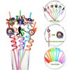 24pcs Baseball Reusable Drinking Plastic Straws for Baseball Party Favors Gift Bags Perfect for Kids Baseball Theme Birthday Party Supplies, Sports Baseball Party Favors with 2 Cleaning Brushes