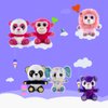 My OLi 5" Plush Toys Set Stuffed Animals Bundle of Zoo Animal Toys Lion/Monkey/Elephant/Pink Bear/Purple Bear/Panda Stuffed Animals Pack of 6 for Babies Kids Girls Boys
