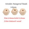 30pcs Natural Wood Geometric Hexagon Beads 14mm Maple Wood Polygon Ball Wooden Loose Spacer Beads for Crafts DIY Jewelry Making (30pcs)