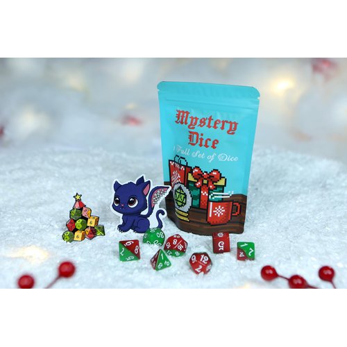 1985 Games Holiday Mystery Dice Bag, Wide Range of Patterns, Gaming Dice, Suitable for Role Playing, Table Games (Holiday Mystery Dice Bag Pack of 1)
