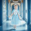 AHLPO Cinderella Princess Dress for Girls Halloween Cosplay Princess Dress Up Elsa Costume Birthday Outfit with Hodded Cape, Present for Toddler Kids 3-8 Years