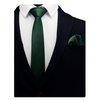 GUSLESON Solid Dark Green Emerald Skinny Tie For Men Classic Slim Necktie and Pocket Square Set (0754-08)