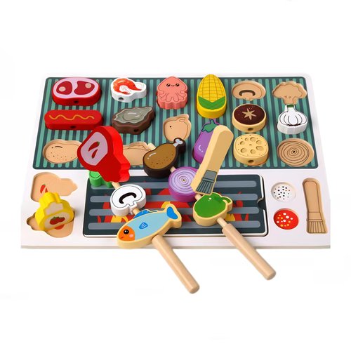 Kids Kitchen Playset, BBQ Pretend Play Toy Grill for Toddlers 3-5 4-8, Montessori Learning Mini Barbecue Cooking Food Toy Set, Baby Christmas Birthday Gift for Boys and Girls age 3 4 5 6 7 8 Years Old