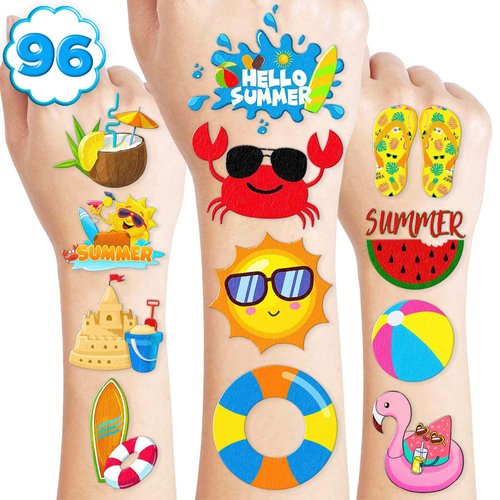 Generic 105 PCS Summer Beach Bachelorette Temporary Tattoos Stickers Beach Luau Theme Themed Birthday Party Decorations Favors Supplies Decor Gifts for Kids School Prizes