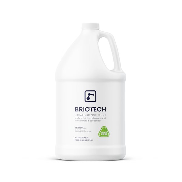 BRIOTECH Extra Strength HOCl Cleaner, 500 PPM Hypochlorous Acid Concentrate, ULV Foggers & Humidifiers, Professional Deodorizer for Dental, Offices, Schools, Homes, Peroxide Free, 1 Gallon