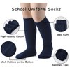 EPEIUS Girls Knee High Socks Seamless Cotton School Uniform Socks Kids Boy Over the Calf Socks Long Socks Navy Blue 3 Pack 7-10 Years (Navy Blue L)