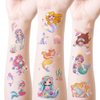 Oottati 12 Sheets Glitter Cute Temporary Tattoos Mermaid Jellyfish Fish Shell Seahorse Turtle Suit for Kids Adults