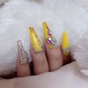 ZYBUXY 24pcs lemon yellow press on nails long coffin Fake Nails Acrylic wedding nails for bride Ballet False Nails for Women and Girls