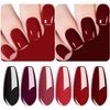 Vishine Classic Red Gel Nail Polish Set, Dark Red Burgundy Black Purple Gel Polish Kit Soak Off UV Nail Lamp LED Gel Nail Kits for Nail Art Design Home DIY Manicure Nail Salon Varnish 8ml