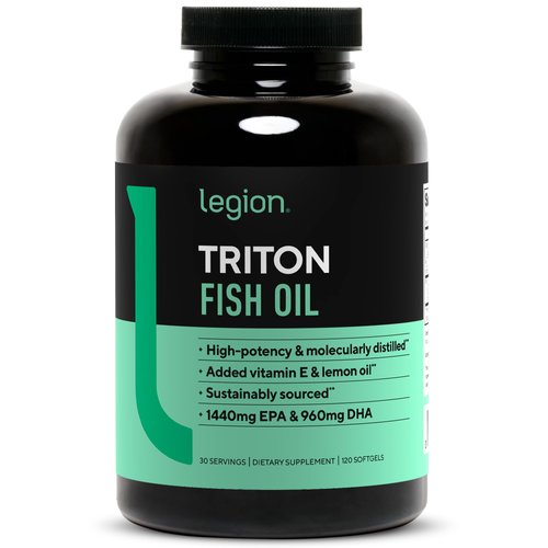 LEGION Triton Fish Oil Capsules - Triple Strength Omega 3 Essential Fatty Acids with Vitamin E &amp; ...