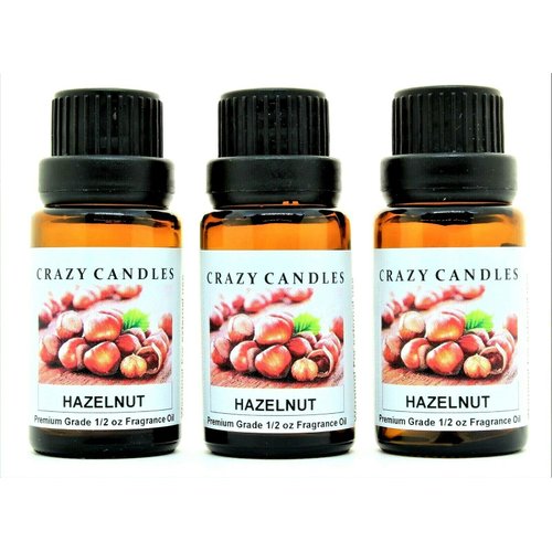 Crazy Candles Hazelnut 3 Bottles 1/2 FL Oz Each (15ml) Premium Grade Scented Fragrance Oil