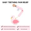 Baby Food Grade Silicone Teether Toy with Pacifier clip Holder,Teething Pain Relief Toys Gift Set for 3 Months+ Boys and Girls,Freezer Safe,BPA Free (Pink Flamingo)