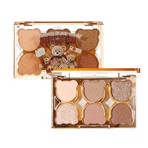 6 Color Eyeshadow Palette Matte & Shimmer Eyeshadows Blendable & Long Lasting Eye Shadow Blendable & Buildable Eye Makeup Cute Bear outer packaging