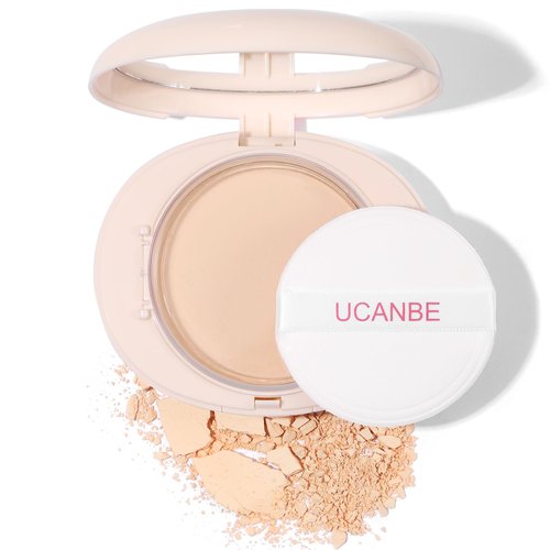 UCANBE 2-in-1 Pressed Face Powder & Foundation Makeup, Matte Oil Control Flawless Setting Powder, Korean Makeup,Waterproof Long Lasting Finishing Powder (Fair)