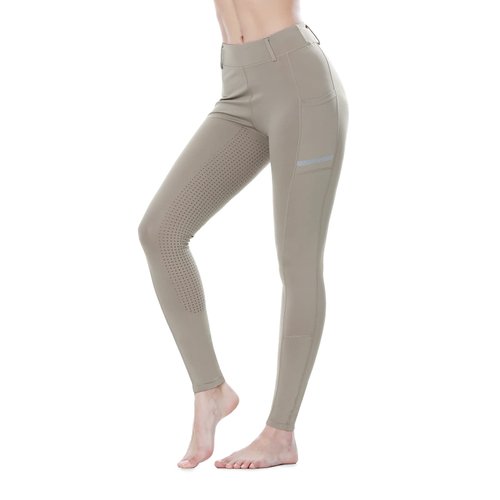 SPOEAR Horse Riding Pants Equestrian Women Full Seat Breeches Horseback Riding Tights Silicone Pockets(Khaki,S)
