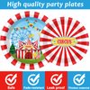 Tevxj 96PCS Circus Tableware Set Carnival Theme Dinnerware Disposable Dessert Plates Carnival Circus Party Plates Napkins Forks for Boys Girls Party Decorations Supplies 24 guests