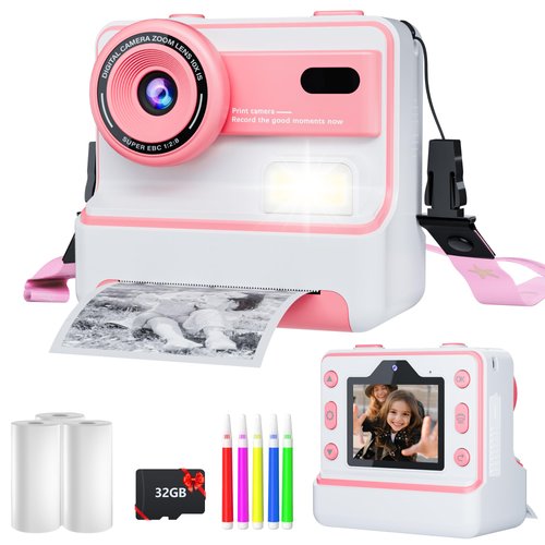 Kids Camera Instant Print for Girls Boys Age 3-12 Kids Toys, 1080P Kids Digital Cameras Christmas...