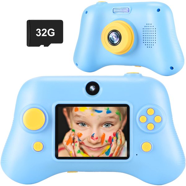 DEPAADER Kids Camera -Digital Selfie Cameras for Boys Birthday 1080 P 2.4 Inch Kid Video Recorder for Age 3 4 5 6 7 8 9 10 Year Old Toddler Gift with 32 GB SD Card