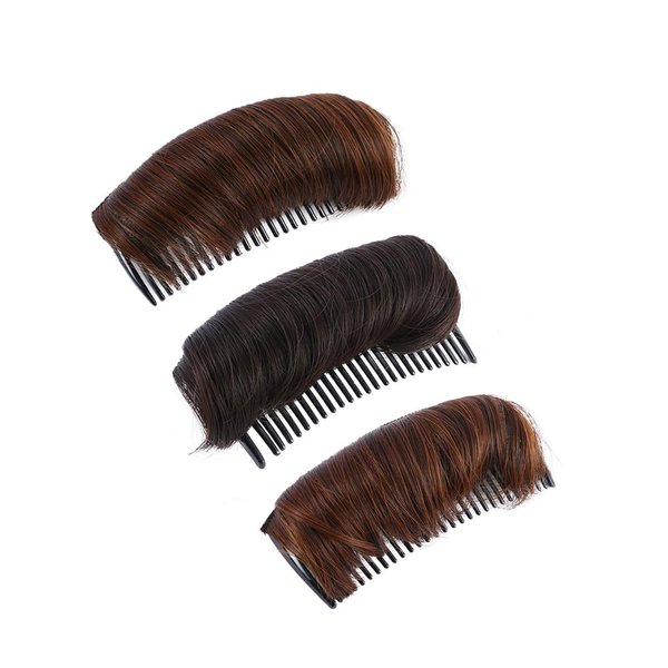 Leadigol 3PCS Hair Bun Invisible False Hair Clip, Hair Base Bump Fluffy Hair Pad Styling Insert Tool, High Temperature Fiber Insert Comb Invisible Fluffy Hair Pad