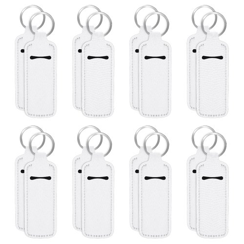 16PCS Sublimation Chapstick Holder Blanks Keychain Chapstick Holder Neoprene Lipstick Holder Keychain Lip Balm Holder Travel Key Ring Holder for Purse, Backpack Women DIY Ornament Crafts Supplies