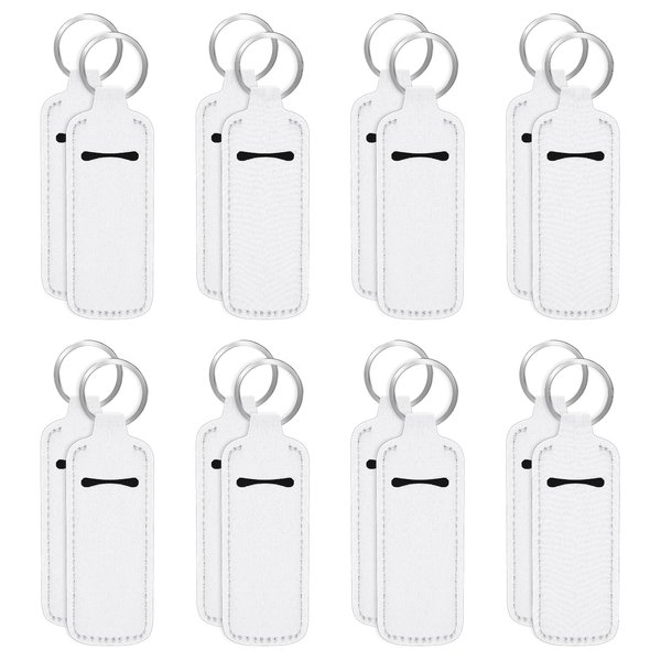 16PCS Sublimation Chapstick Holder Blanks Keychain Chapstick Holder Neoprene Lipstick Holder Keychain Lip Balm Holder Travel Key Ring Holder for Purse, Backpack Women DIY Ornament Crafts Supplies