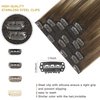 FUBILI Clip in Hair Extensions Ombre Real Human Hair Clip in Walnut Brown to Ash Brown Mix Light Blonde Balayage Remy Hair Extensions Double Weft For women 14inch 7Pcs 105G