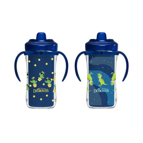 Dr. Brown’s Milestones Hard Spout Insulated Sippy Cup with Handles, Blue, 10 oz, 2 Pack, 12m+