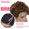Rebecca Fashion Ombre Brown Curly Pixie Cut Lace Front Wigs Human Hair Water Wave Short Pixie Cut Wig Side Part 13x5.5x0.5 HD Lace Pixie Cut Lace Front Wigs Human Hair