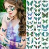 12 Sheets Butterfly Temporary Tattoos Sticker Green Peacock Wings Feather Pattern Waterproof Decal Women Face Eye Makeup Art Party Supplies