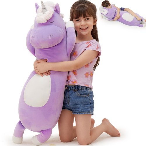 MorisMos Big Unicorn Body Pillow, 36.2'' Long Plush Unicorn Pillow for Girl Boy, Unicorn Stuffed Animal Body Pillow,Kid Body Pillow Plush Unicorn Gift for Girl,Hugging Pillow for Adult