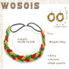 Wosois African Elastic Bead Headband Earrings Set Multicolor Seed Beads Headbands Hair Accessories for Lady Women and Girls (A)