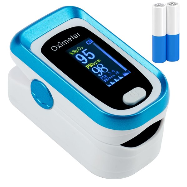 Blood Oxygen Saturation Monitor Fingertip Pulse Oximeter Blood Oxygen Monitor Fingertip Including Battery and Lanyard Suitable for Both Adults and Children