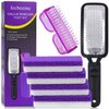 Foot Callus Remover Set,Pedicure Kit Includes 1 Stainless Foot Rasp Foot File,4 Foot Pumice Stone & 1 Nail Brush,Foot Scrubber Remove Hard Dry Skin,Foot Care Pedicure Tools for Wet and Dry Feet,Purple
