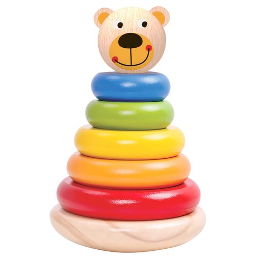TOOKYLAND Wooden Bear Wobble Stacker - 7pcs Stacking Tower Toy, Ages 12m+
