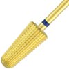 PANA 2-Way Volcano Carbide Bit 3/32" Shank Size - (Gold, Medium Grit) - Two Way Rotate use for Both Left and Right Handed Fast remove Acrylic or Hard Gel Nail Drill Bit for Manicure Pedicure