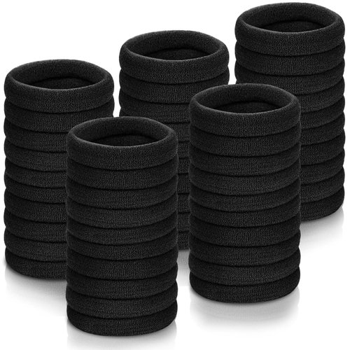 Black Hair Ties for Thick Hair, IKOCO 50 Pcs Seamless Ponytail Holder Hair Bands No Damage Hair T...