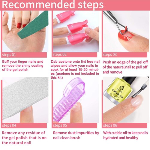 Beetles Gel Polish Remover Kit - Gel Nail Polish Remover with 450 Pcs Lint Free Nail Wipes/10 Pcs Gel Polish Remover Clips/Cuticle Oil/Cuticle Pusher/Nail File for Fingernail and Toenail