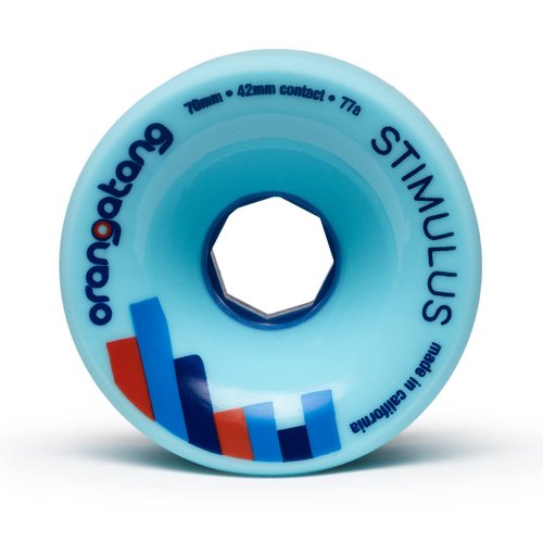 Orangatang Stimulus 70 mm 77a Freeride Longboard Skateboard Wheels w/Loaded Jehu V2 Bearings (Blue, Set of 4)