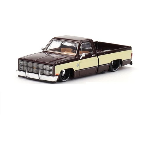 TSMMODEL Chevrolet Silverado Kaido Vintage Spec V1, Two Tone: Brown & Cream 1/64 (3 inches) Scale, Die-Cast Toy Pickup Truck by Kaido House