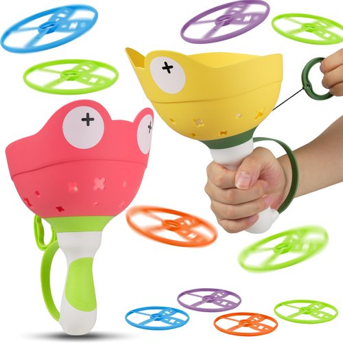 Outdoor Toys for Kids Ages 4-8, Flying Disc Launcher Toys Manual Capture Catching Outdoor Games for 3 4 5 6 7 8 Years Old Boys Girls,Fun Outside Toys for Toddlers 3-5 Christmas Easter Birthday Gifts