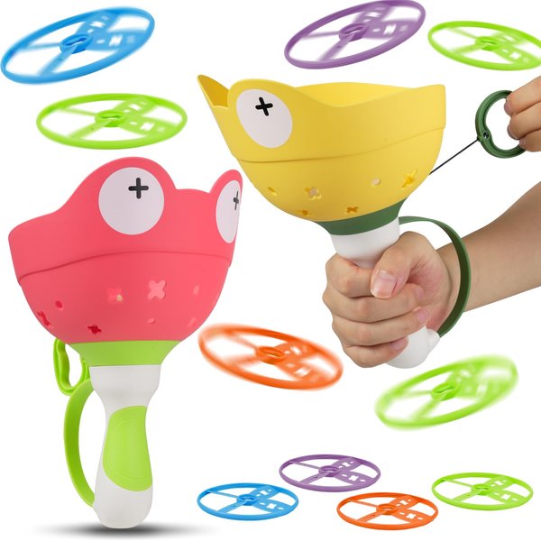 Outdoor Toys for Kids Ages 4-8, Flying Disc Launcher Toys Manual Capture Catching Outdoor Games for 3 4 5 6 7 8 Years Old Boys Girls,Fun Outside Toys for Toddlers 3-5 Christmas Easter Birthday Gifts