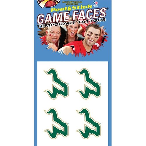 Fan A Peel University of South Florida (USF) Bulls – Waterbased Peel & Stick Temporary Tattoos – 4 pk green