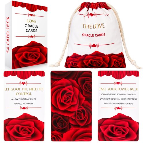 BWTY Best wishes to you Love Oracle Cards Deck Love Tarot Cards for Beginners with Meanings on Them Romatic 54 PCS Rose Self Care Affirmations Cards(2.75 x 4.72)…