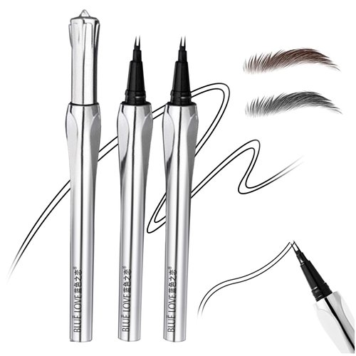 BLUE LOVE 2PCS Two-Prong Eyebrow Pen, Upgrade 2 Tipped Eye Brow Pencils for Women, Waterproof Lasting All-Day Eye Makeup with Microblading Brow Pen with Hair Like Strokes (Grey&Brown)