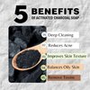 One With Nature 4Oz 6Pack Charcoal Soap Bar in Gift Box for Face, Body, Acne, All Skin Types - Contains Dead Sea Salt, Activated Charcoal, Shea Butter, Argan Oil and 21 Essential Minerals