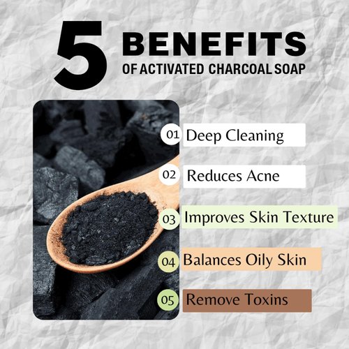 One With Nature 4Oz 6Pack Charcoal Soap Bar in Gift Box for Face, Body, Acne, All Skin Types - Contains Dead Sea Salt, Activated Charcoal, Shea Butter, Argan Oil and 21 Essential Minerals
